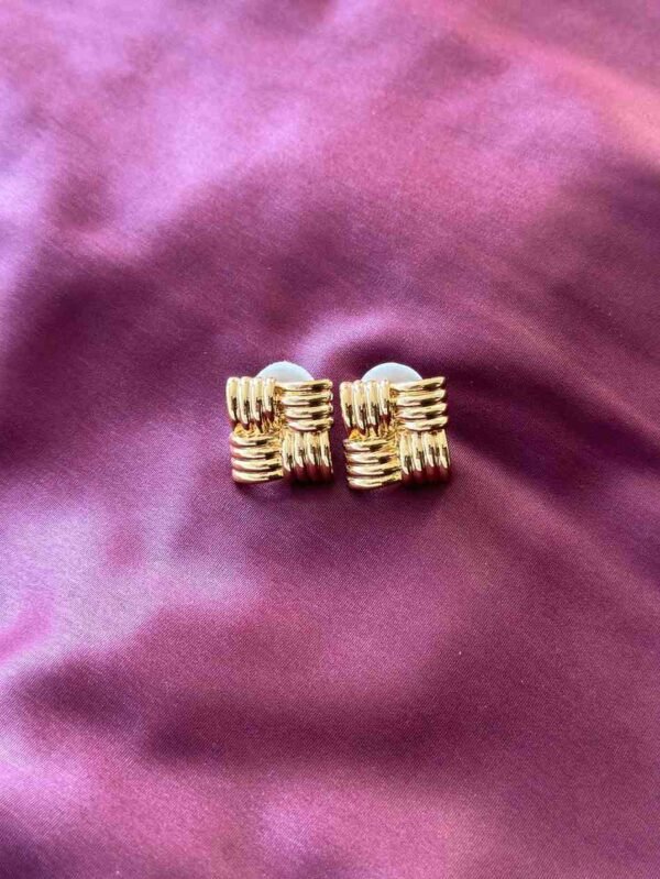 Gold Basketweave Clip Earrings