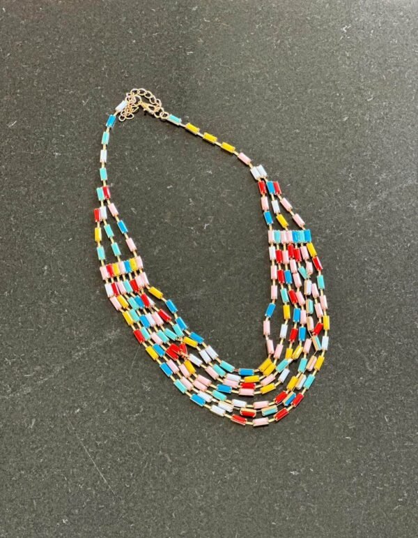 Multi-Strand Colourful Beaded Necklace